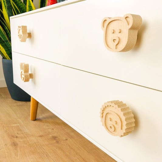 tierische Holzknöpfe für Schubladen und Schränke
